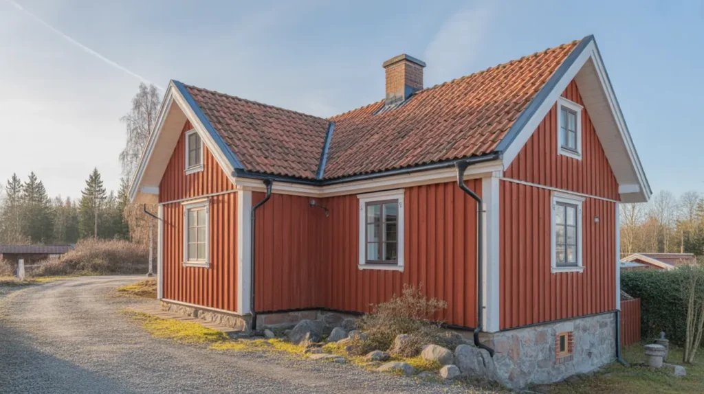takoml ggning med nya tegelpannor p villa i storvik sandviken